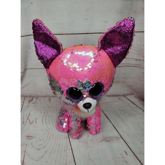 TY Flippables Sequin 12" Medium Size Day Chihuahua Puppy Dog Stuffed Animal - Picture 2 of 12